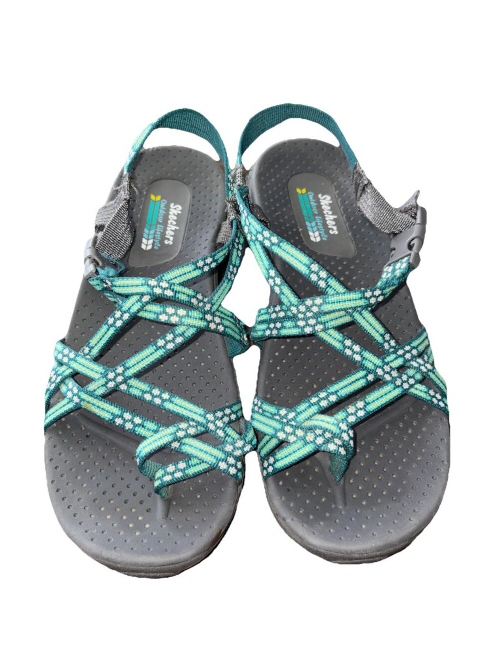 Skechers Boho Loopy Sandals, Women's Size 7.5 Woven Ring Toe Sports Shoes